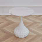 Metal Pedestal Round Marble Side Table for Living Room