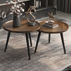 White Round Wooden End Table for Living Room