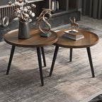 White Round Wooden End Table for Living Room