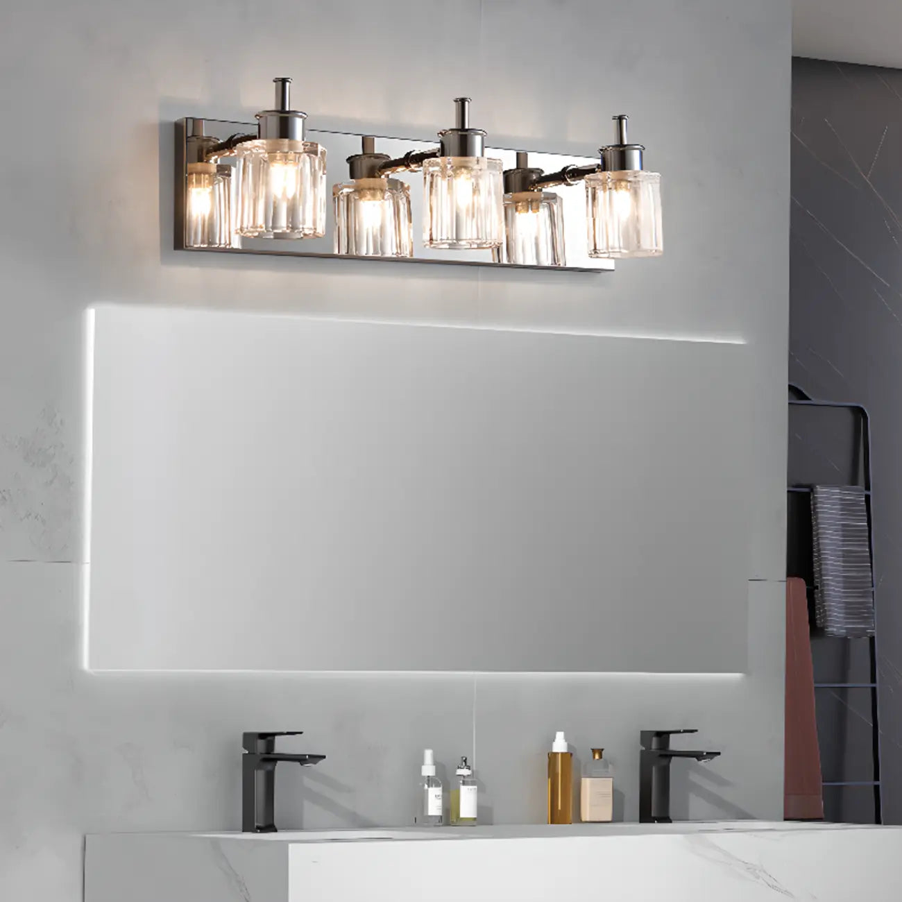 4 Bulb Vintage Bath Vanity Light with Brushed Nickel Shade