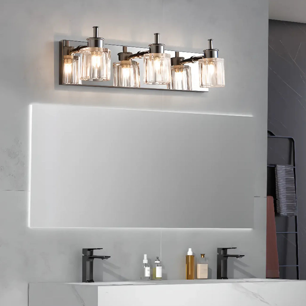 4 Bulb Vintage Bath Vanity Light with Brushed Nickel Shade