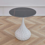 Metal Pedestal Round Marble Side Table for Living Room