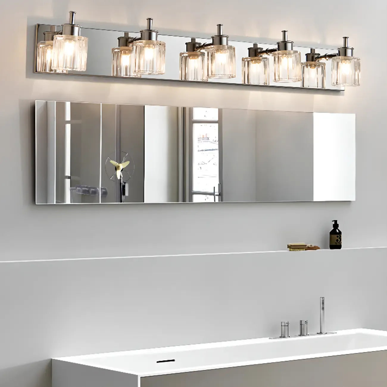 4 Bulb Vintage Bath Vanity Light with Brushed Nickel Shade