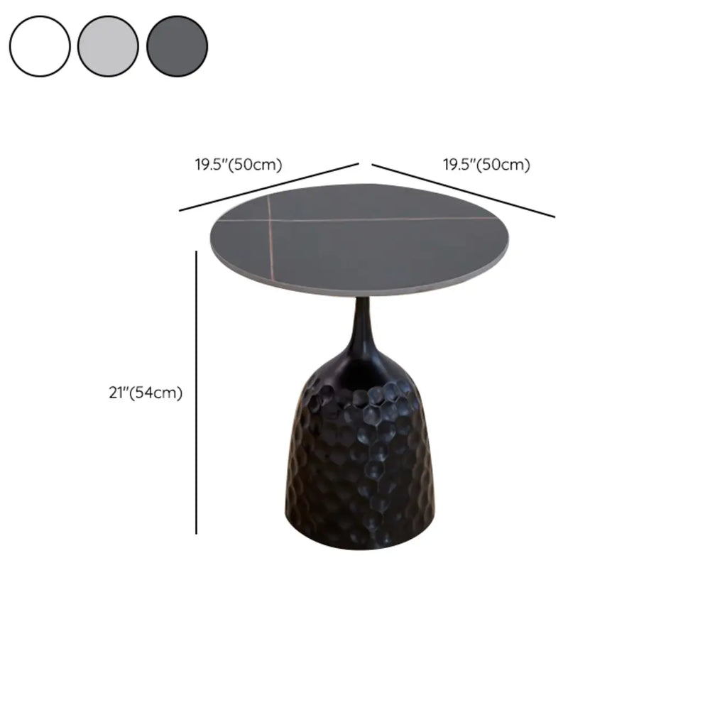 Metal Pedestal Round Marble Side Table for Living Room