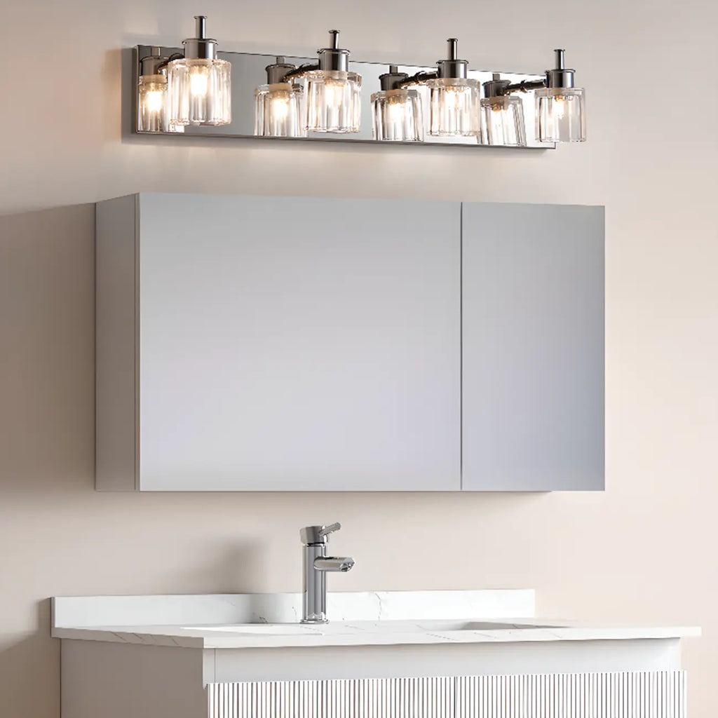 4 Bulb Vintage Bath Vanity Light with Brushed Nickel Shade