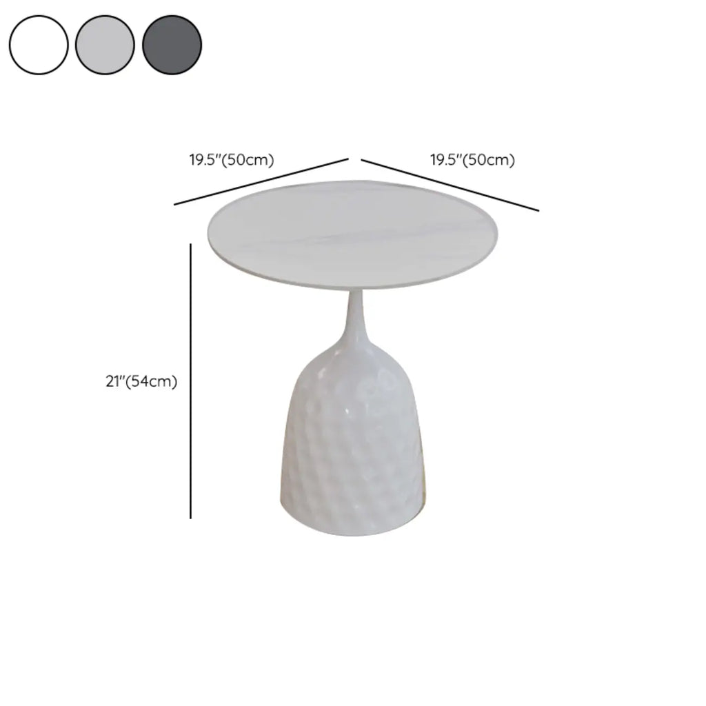 Metal Pedestal Round Marble Side Table for Living Room