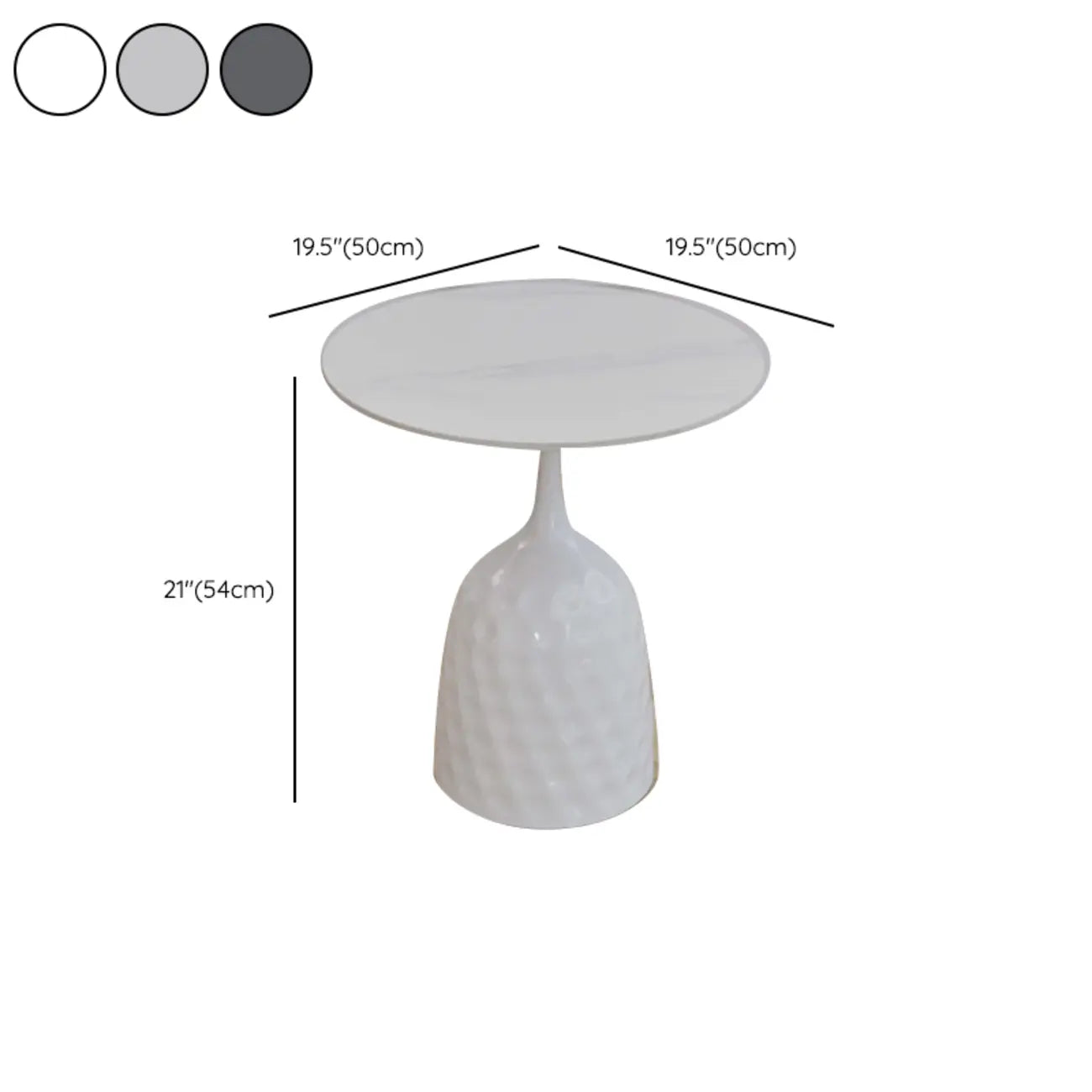 Metal Pedestal Round Marble Side Table for Living Room