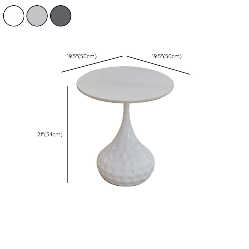 Metal Pedestal Round Marble Side Table for Living Room