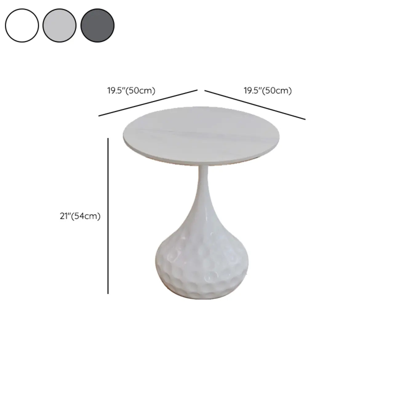 Metal Pedestal Round Marble Side Table for Living Room