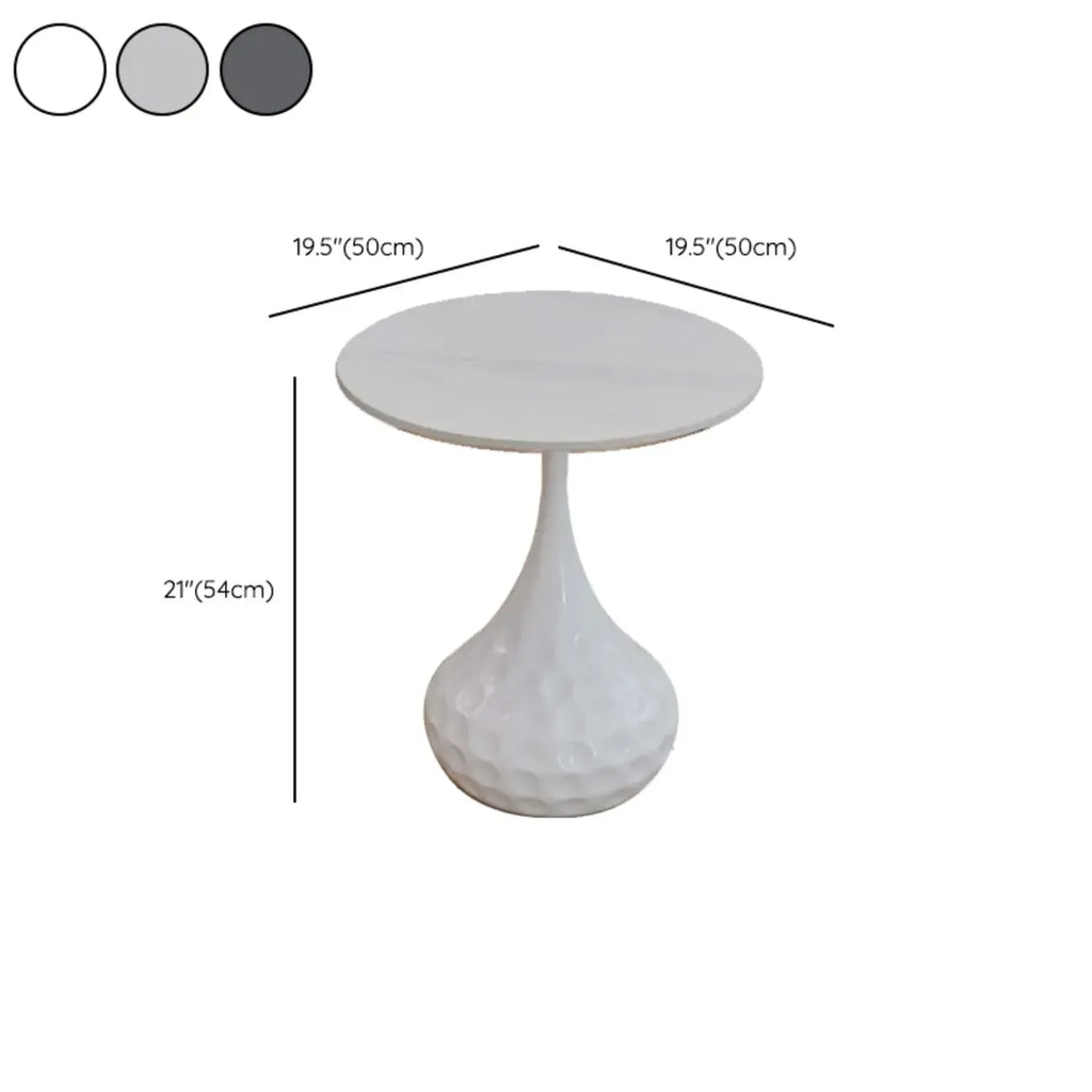 Metal Pedestal Round Marble Side Table for Living Room