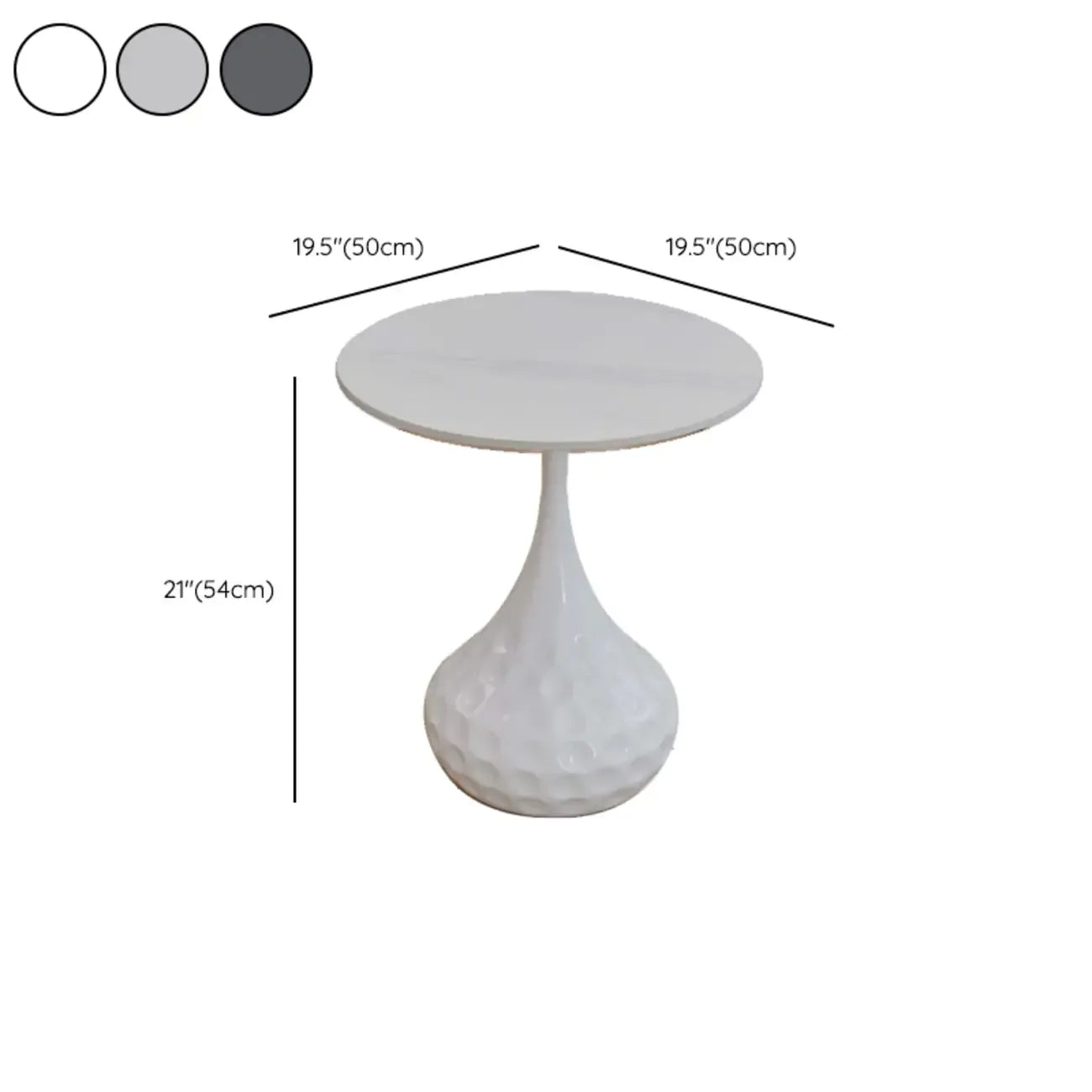 Metal Pedestal Round Marble Side Table for Living Room