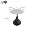 Metal Pedestal Round Marble Side Table for Living Room