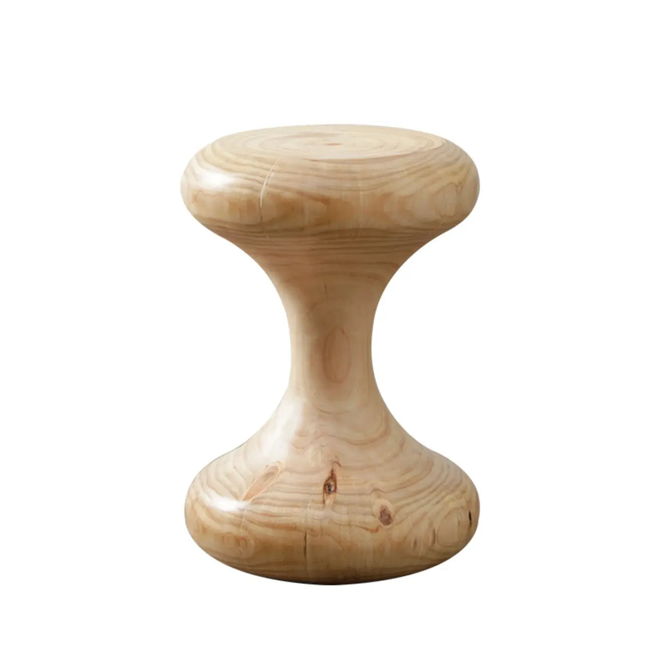 Natural Pine Small Wood Round End Table for Living Room