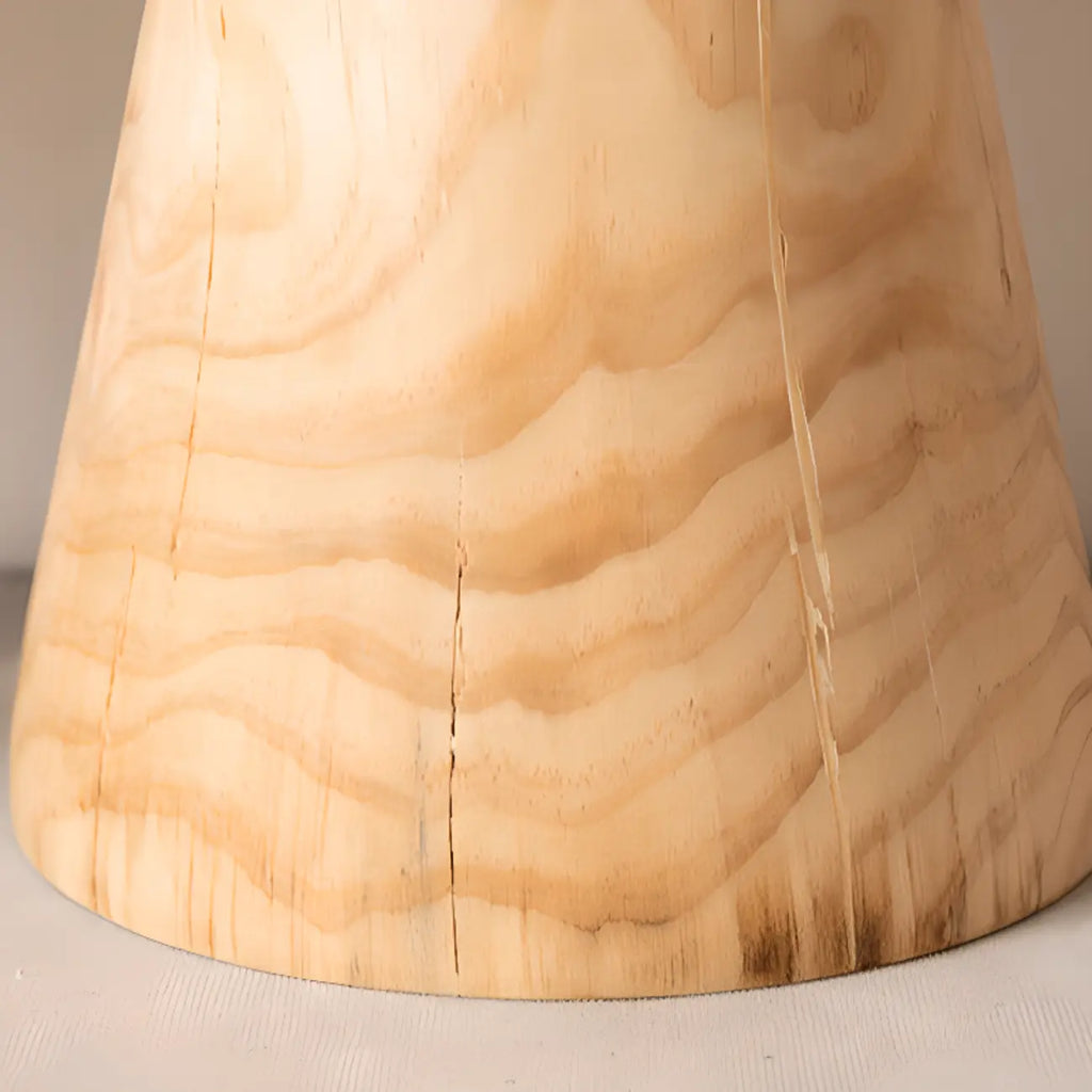 Natural Pine Small Wood Round End Table for Living Room