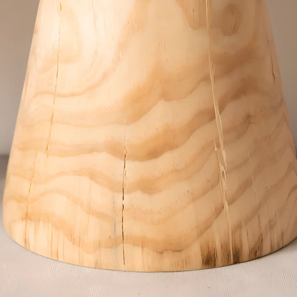 Natural Pine Small Wood Round End Table for Living Room