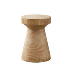 Natural Pine Small Wood Round End Table for Living Room