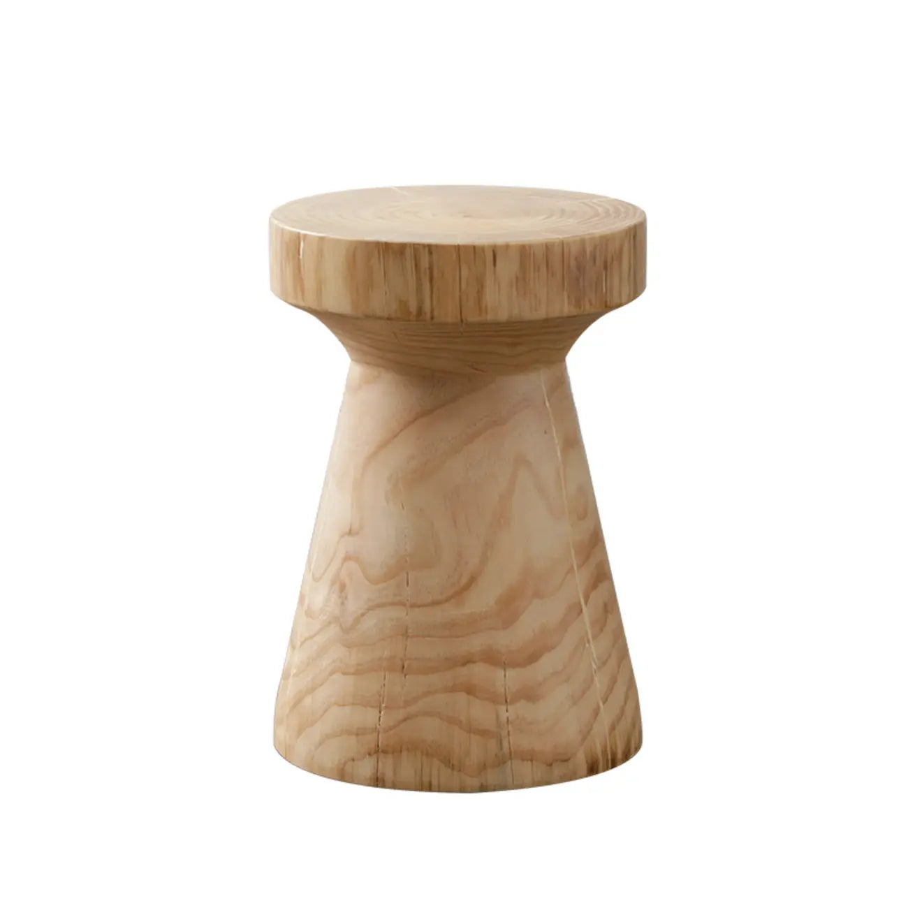 Natural Pine Small Wood Round End Table for Living Room