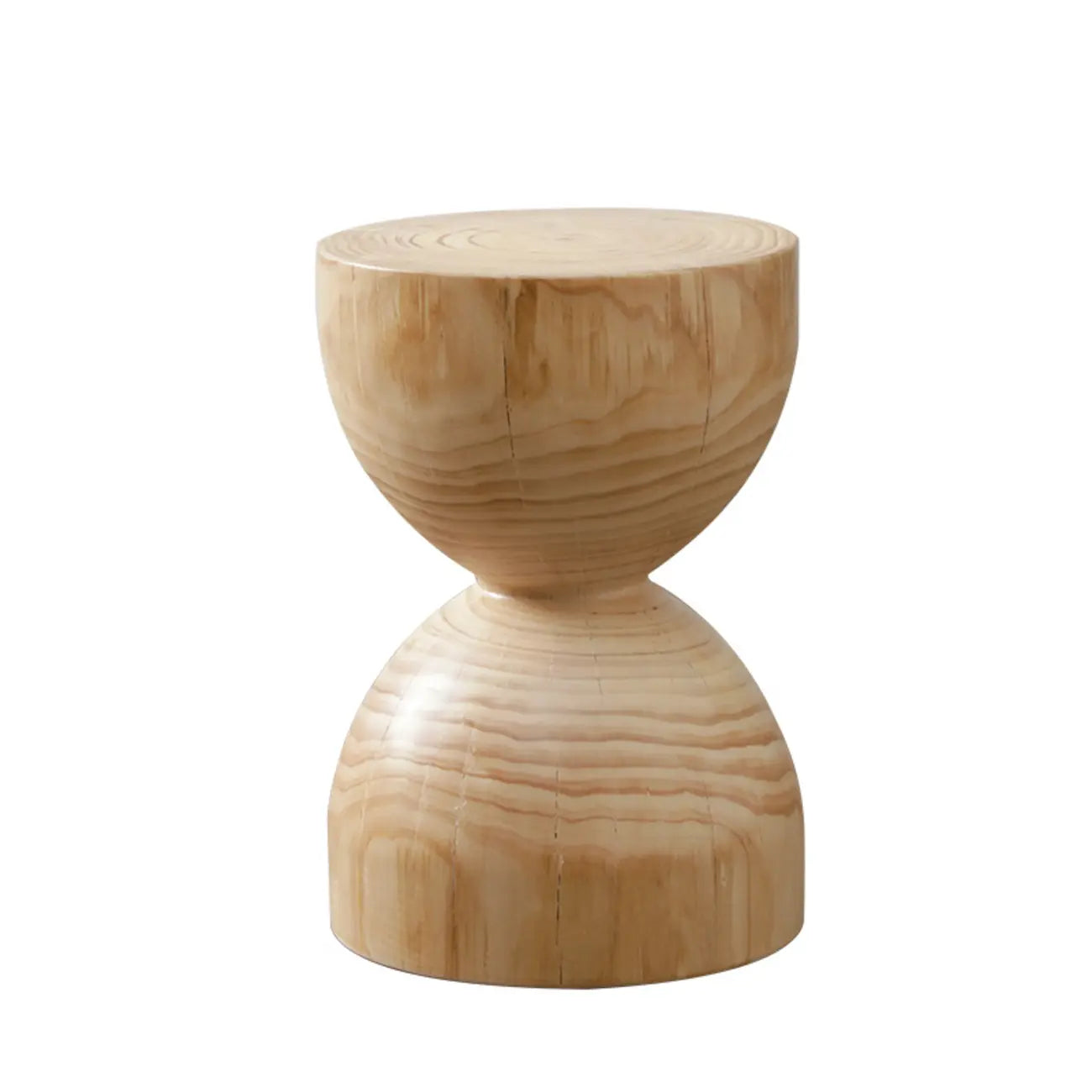 Natural Pine Small Wood Round End Table for Living Room