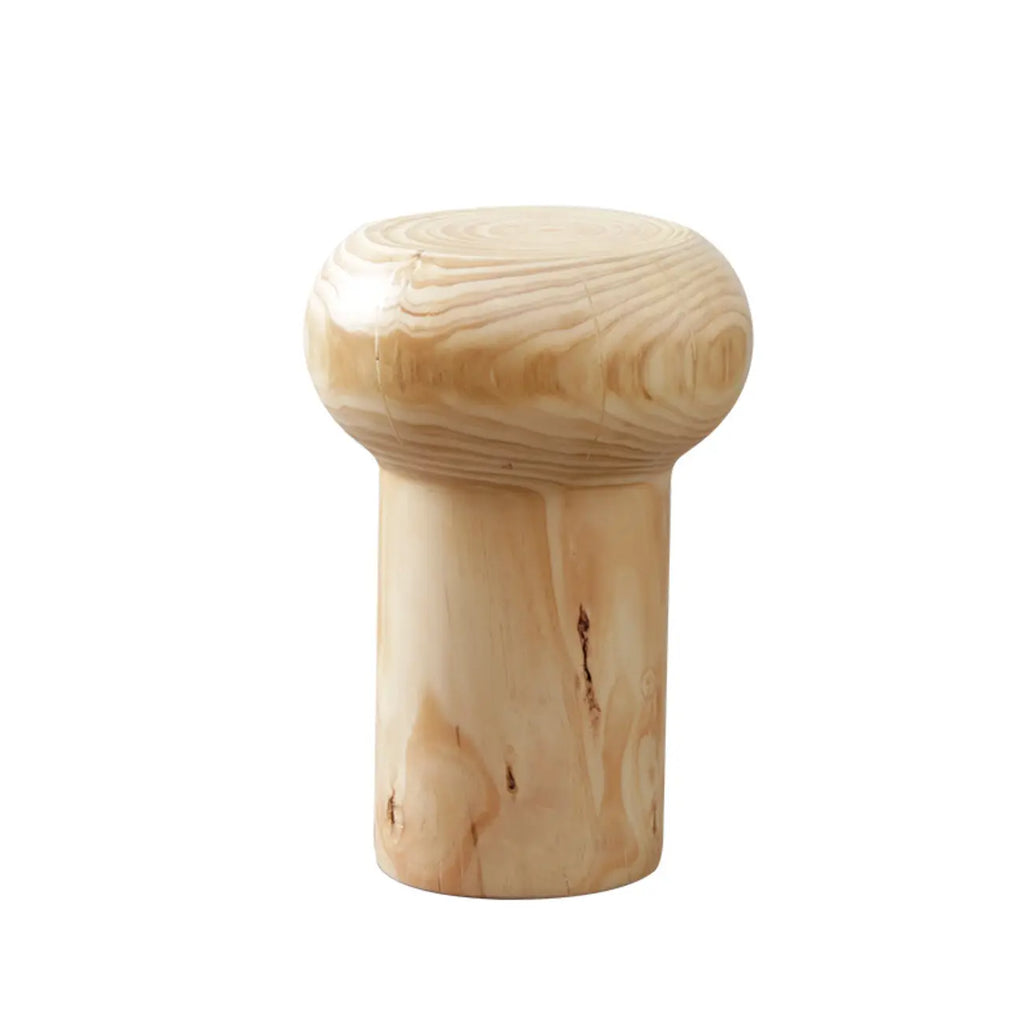 Natural Pine Small Wood Round End Table for Living Room