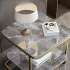 2-Tier C-Shaped Side Table with Shelf