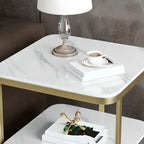2-Tier C-Shaped Side Table with Shelf