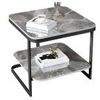 2-Tier C-Shaped Side Table with Shelf