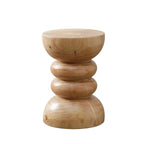 Natural Pine Small Wood Round End Table for Living Room