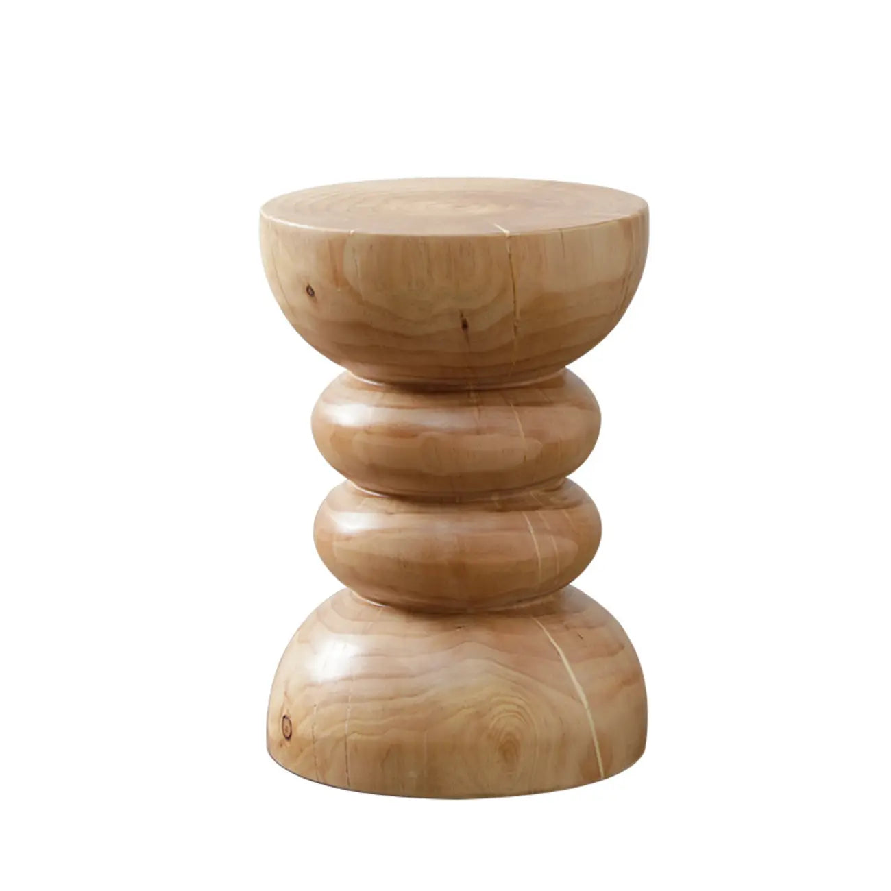Natural Pine Small Wood Round End Table for Living Room