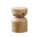 Natural Pine Small Wood Round End Table for Living Room