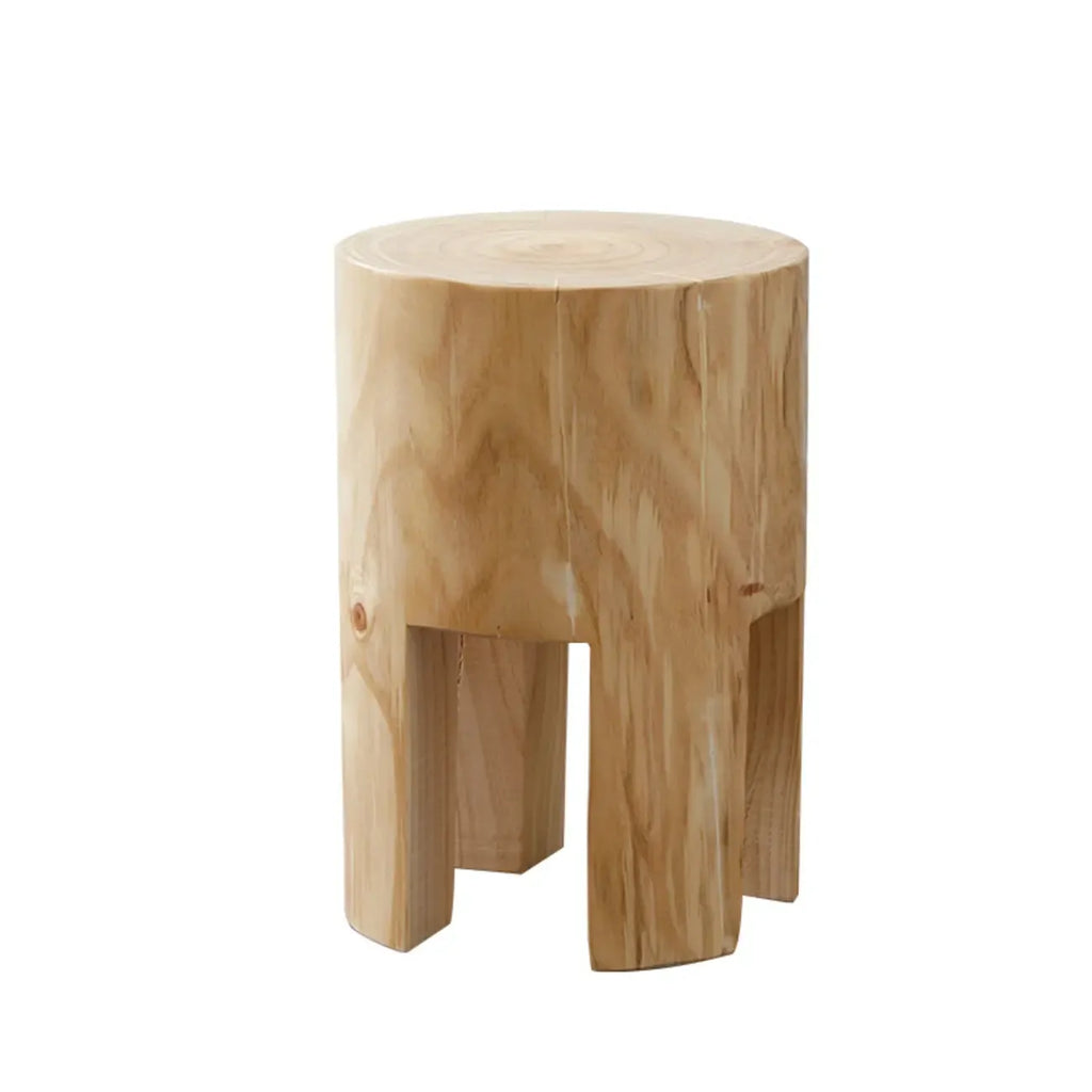Natural Pine Small Wood Round End Table for Living Room
