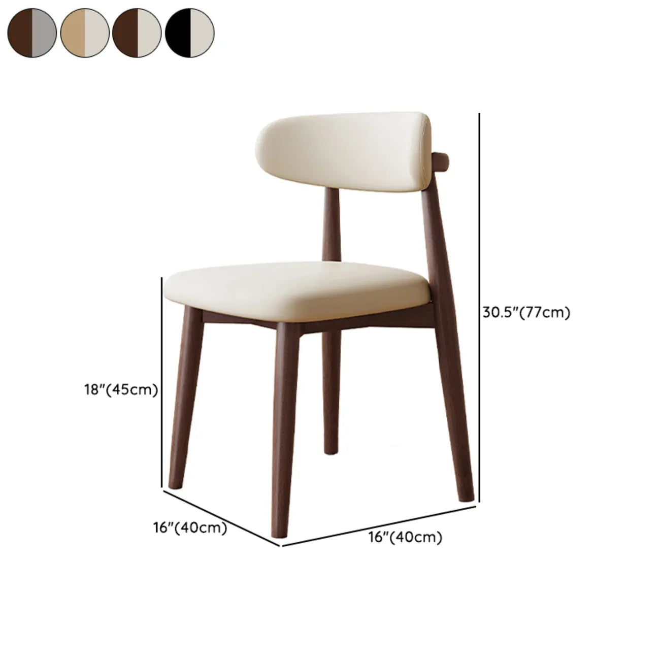 Mid-Century Modern Wooden Dining Chair Set of 2