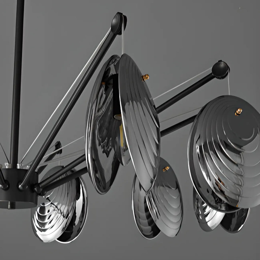 Modern Gray Metal Silver Shell Adjustable Chandeliers