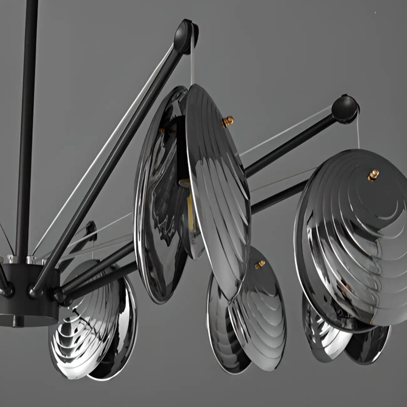 Modern Gray Metal Silver Shell Adjustable Chandeliers