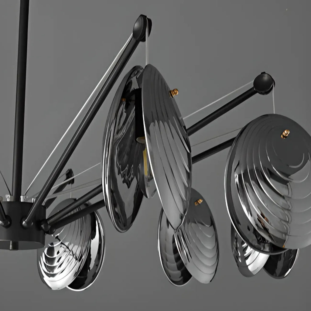 Modern Gray Metal Silver Shell Adjustable Chandeliers