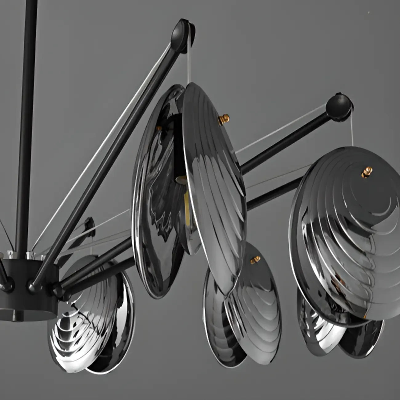 Modern Gray Metal Silver Shell Adjustable Chandeliers