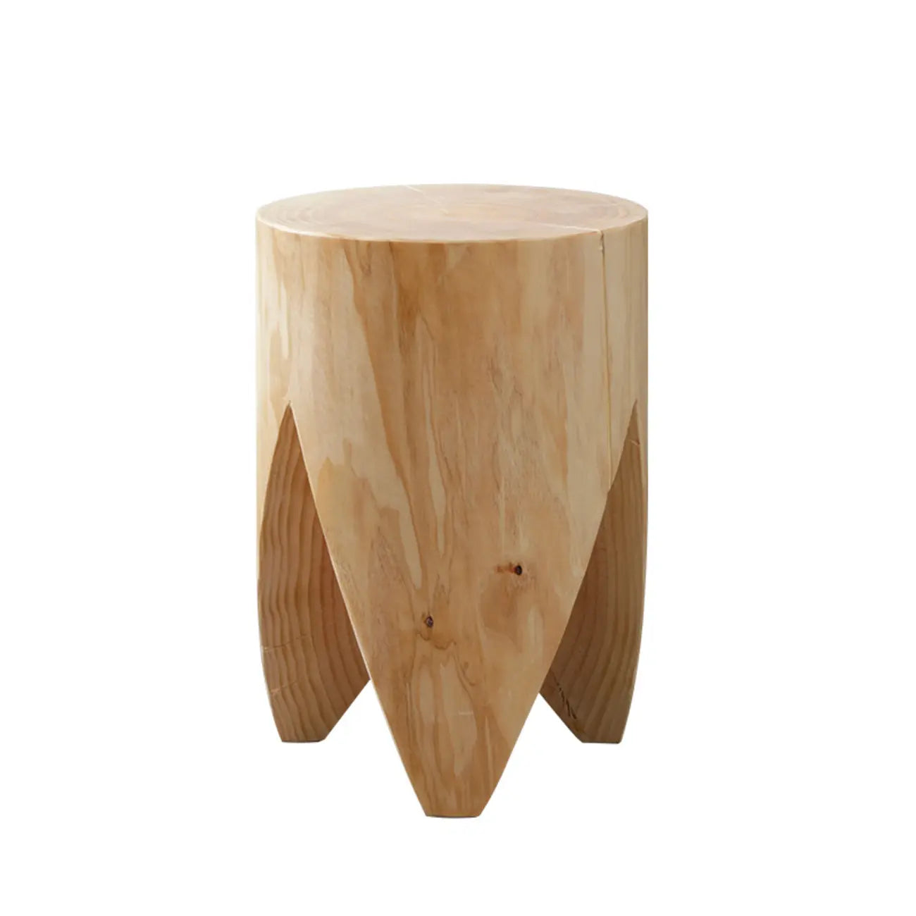 Natural Pine Small Wood Round End Table for Living Room