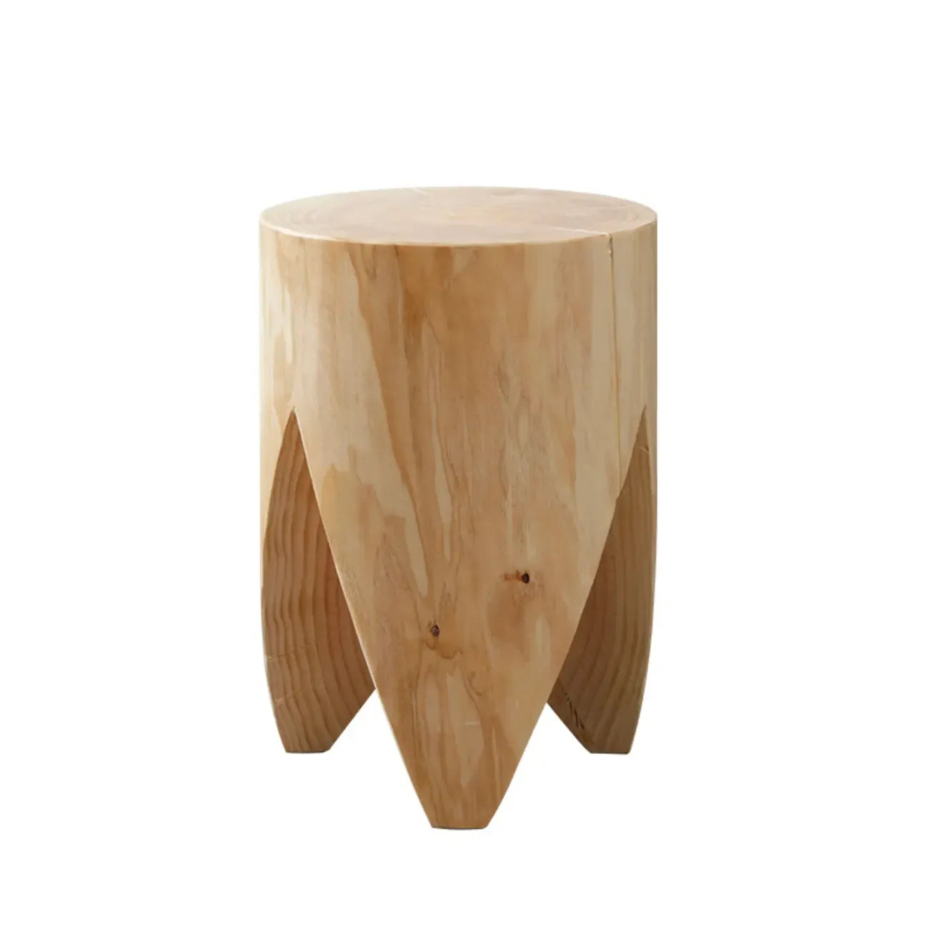 Natural Pine Small Wood Round End Table for Living Room
