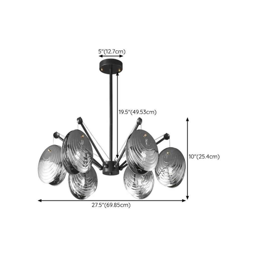 Modern Gray Metal Silver Shell Adjustable Chandeliers