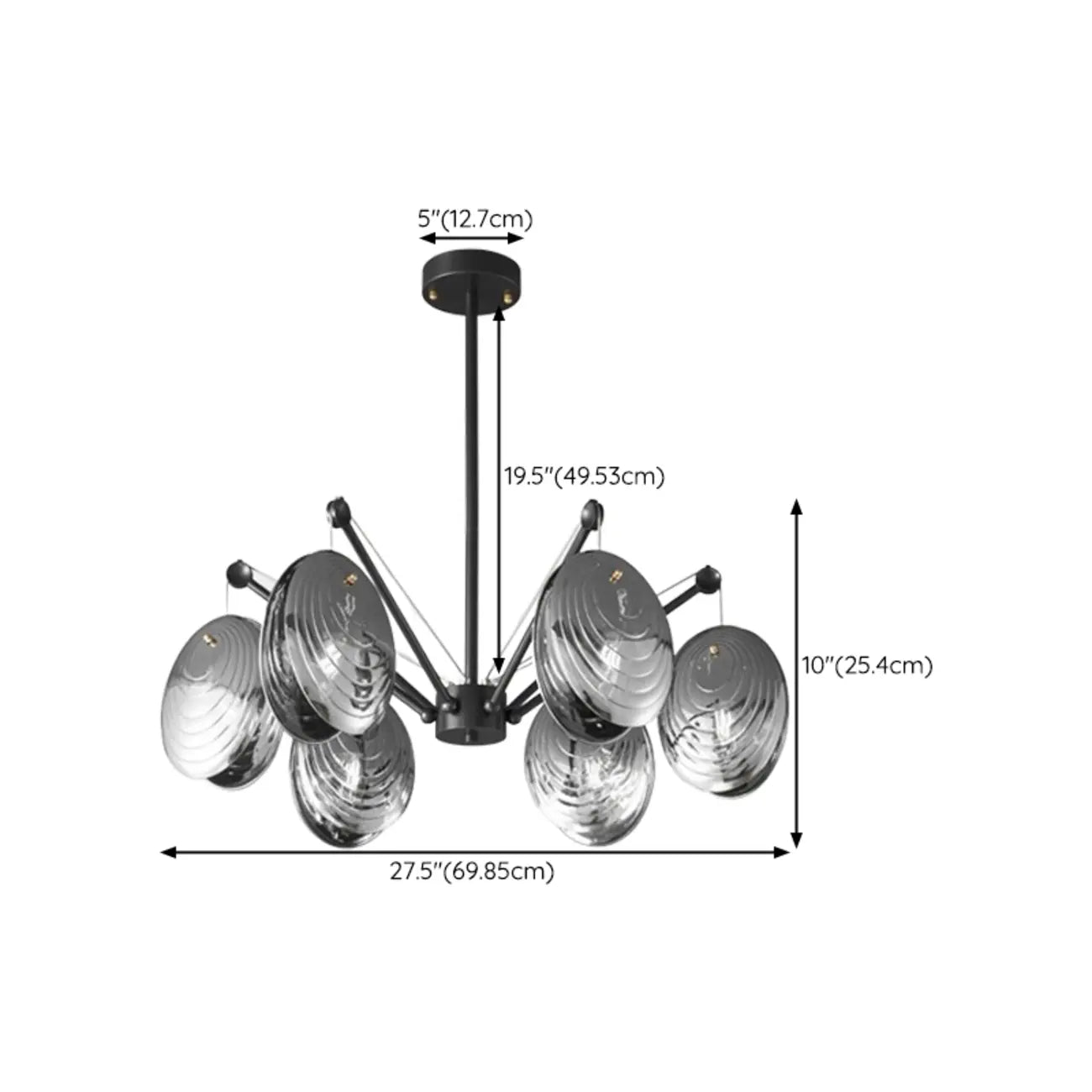 Modern Gray Metal Silver Shell Adjustable Chandeliers