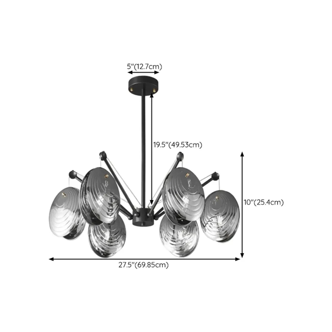 Modern Gray Metal Silver Shell Adjustable Chandeliers