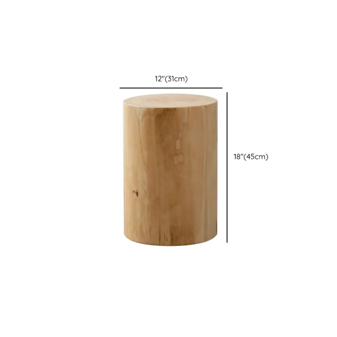 Natural Pine Small Wood Round End Table for Living Room
