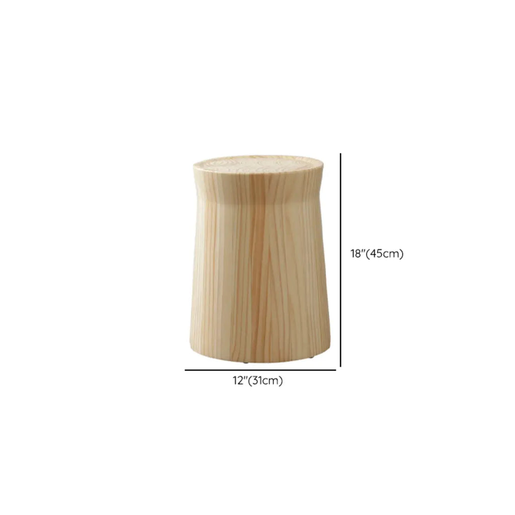 Natural Pine Small Wood Round End Table for Living Room