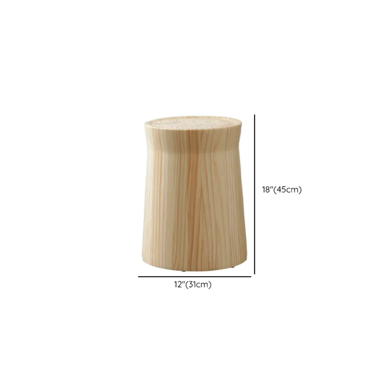 Natural Pine Small Wood Round End Table for Living Room