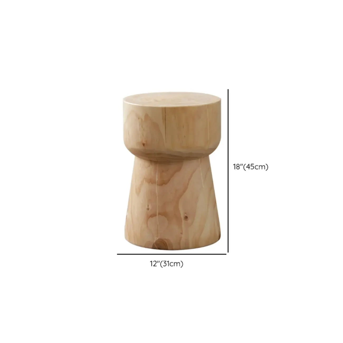 Natural Pine Small Wood Round End Table for Living Room