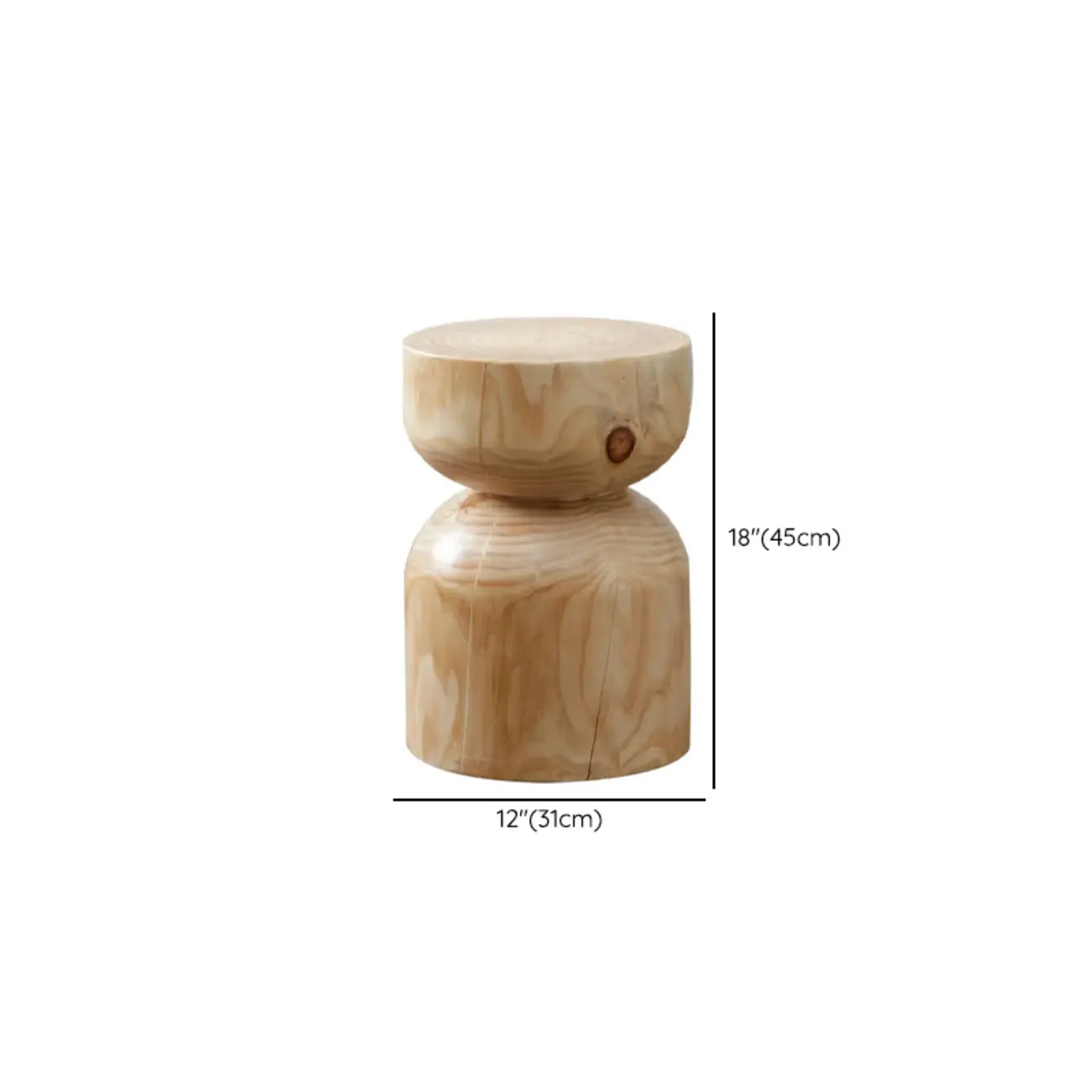 Natural Pine Small Wood Round End Table for Living Room