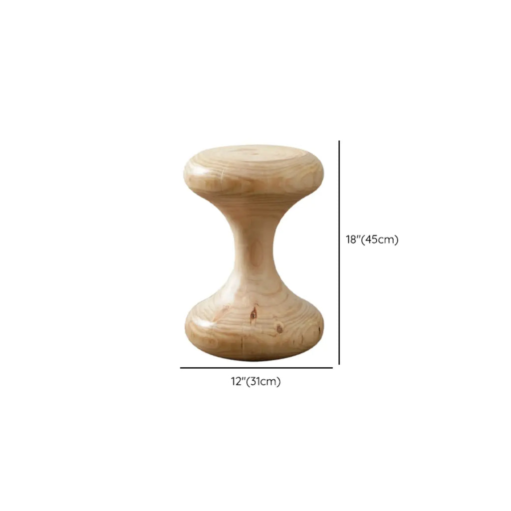 Natural Pine Small Wood Round End Table for Living Room