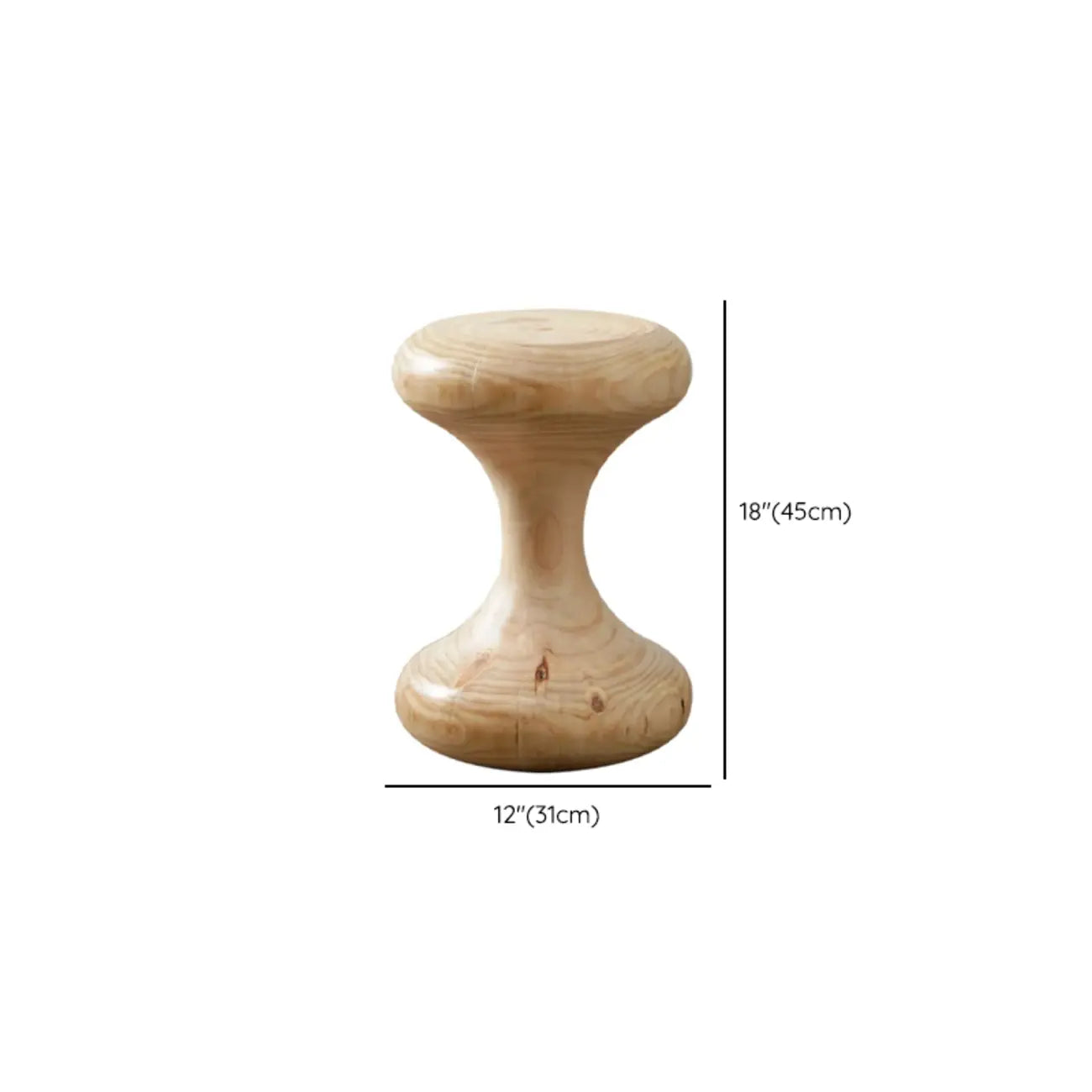 Natural Pine Small Wood Round End Table for Living Room