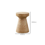 Natural Pine Small Wood Round End Table for Living Room