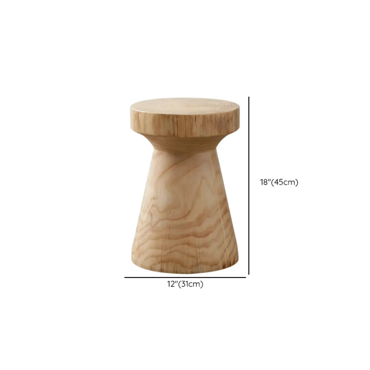 Natural Pine Small Wood Round End Table for Living Room