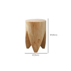 Natural Pine Small Wood Round End Table for Living Room